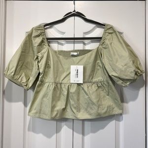 Oak + Fort puff sleeve shirt size M